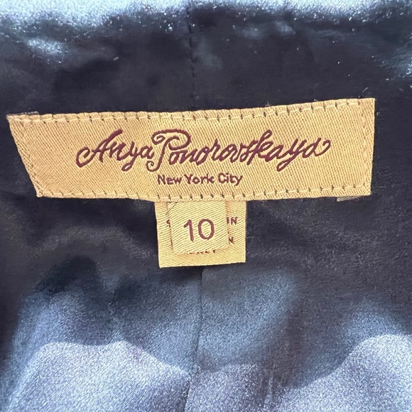 Anya Ponorovskaya Black Fitted Cotton Coat, Size 10, Embroidered Stars, Lined - Picture 7 of 8